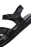 Women's Black Double Strap Leather Comfort Sandals | Derimod
