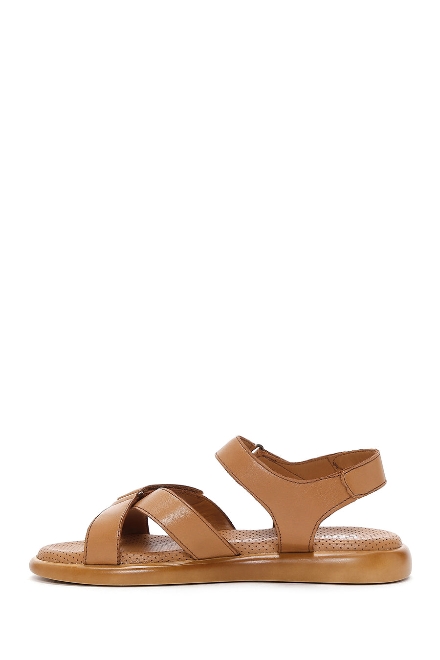 Women's Tan Double Strap Leather Comfort Sandals