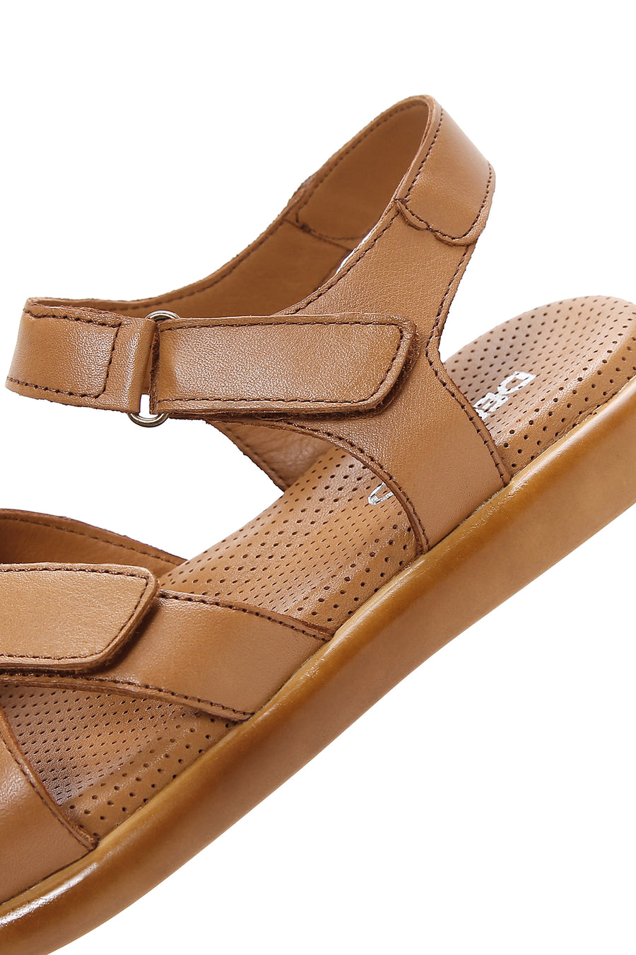 Women's Tan Double Strap Leather Comfort Sandals