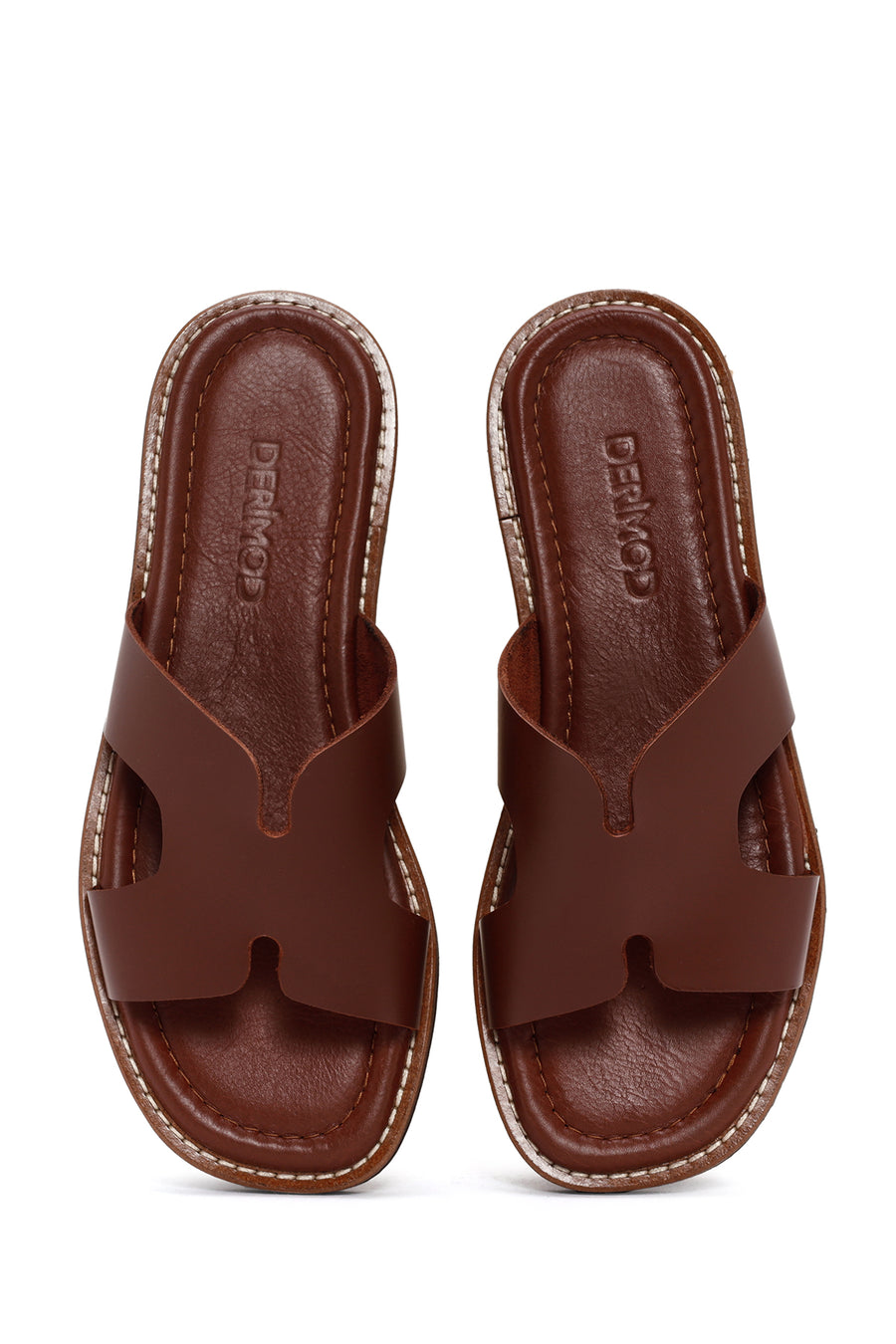 Women's Brown Leather Comfort Slippers