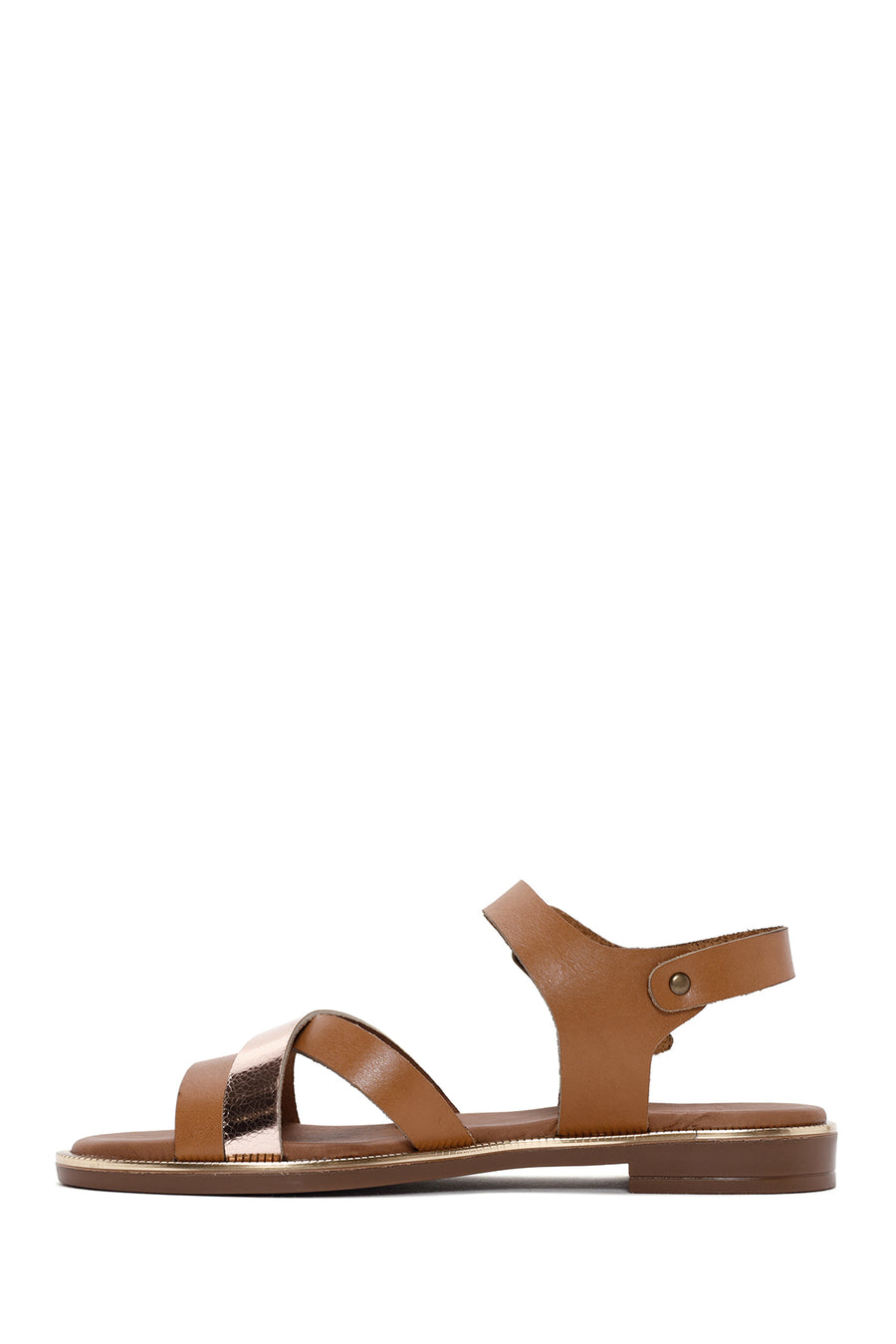 Women's Tan Ankle Strap Leather Comfort Sandals