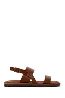 Women's Tan Ankle Strap Leather Comfort Sandals | Derimod