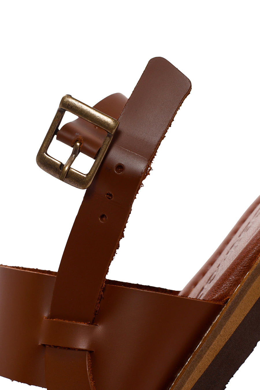 Women's Tan Ankle Strap Leather Comfort Sandals