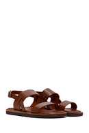 Women's Tan Ankle Strap Leather Comfort Sandals | Derimod