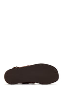 Women's Tan Ankle Strap Leather Comfort Sandals | Derimod