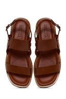 Women's Tan Ankle Strap Leather Comfort Sandals | Derimod