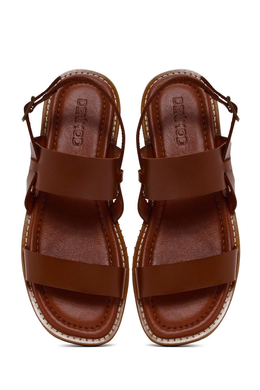 Women's Tan Ankle Strap Leather Comfort Sandals