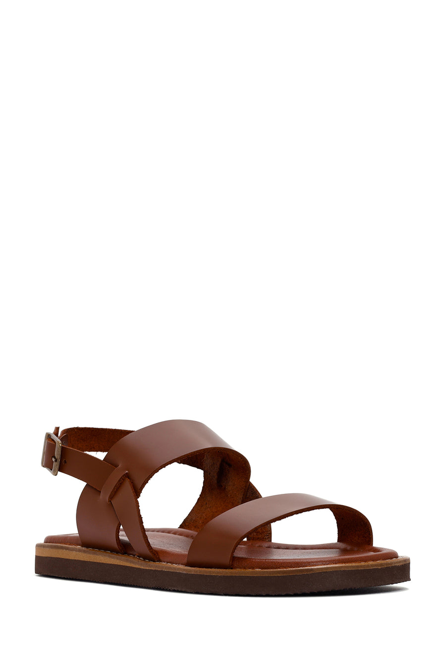 Women's Tan Ankle Strap Leather Comfort Sandals