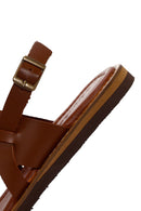 Women's Tan Ankle Strap Leather Comfort Sandals | Derimod