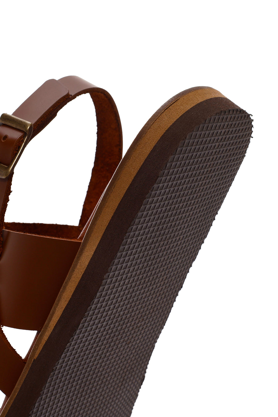 Women's Tan Ankle Strap Leather Comfort Sandals