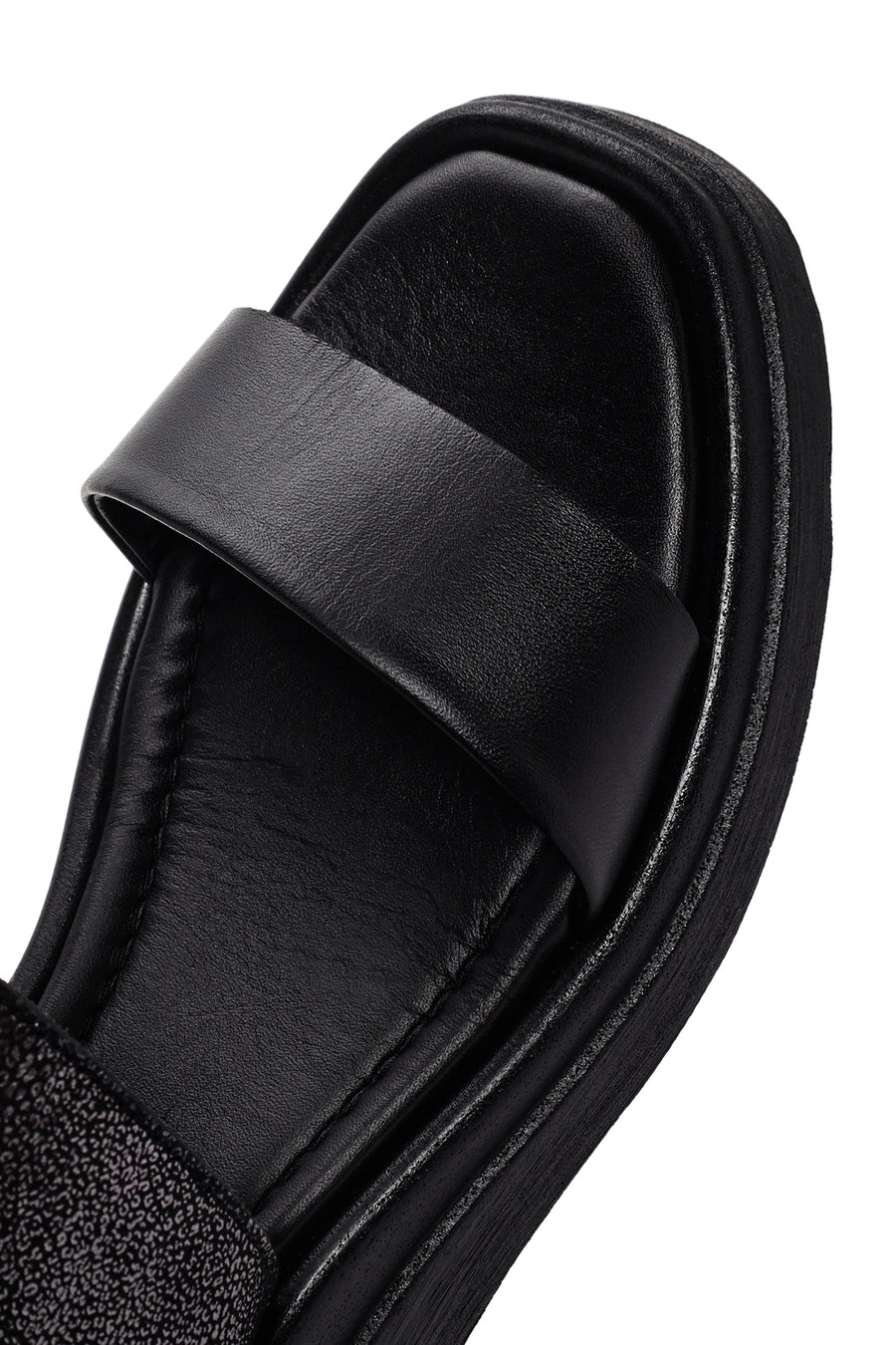 Women's Black Ankle Strap Leather Comfort Sandals