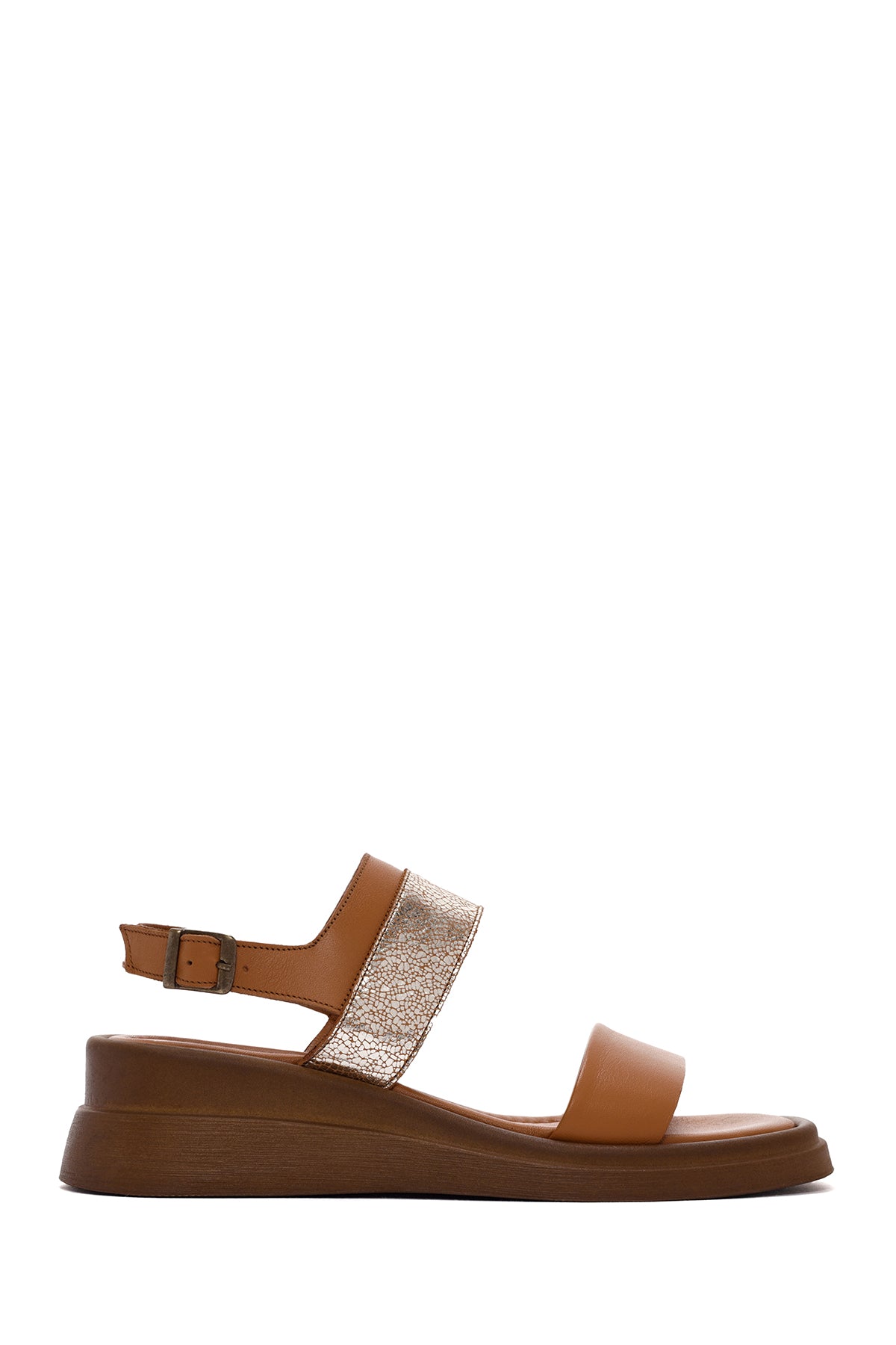 Kadın Taba Bilekten Bantlı Deri Comfort Sandalet 24SFD362614 | Derimod