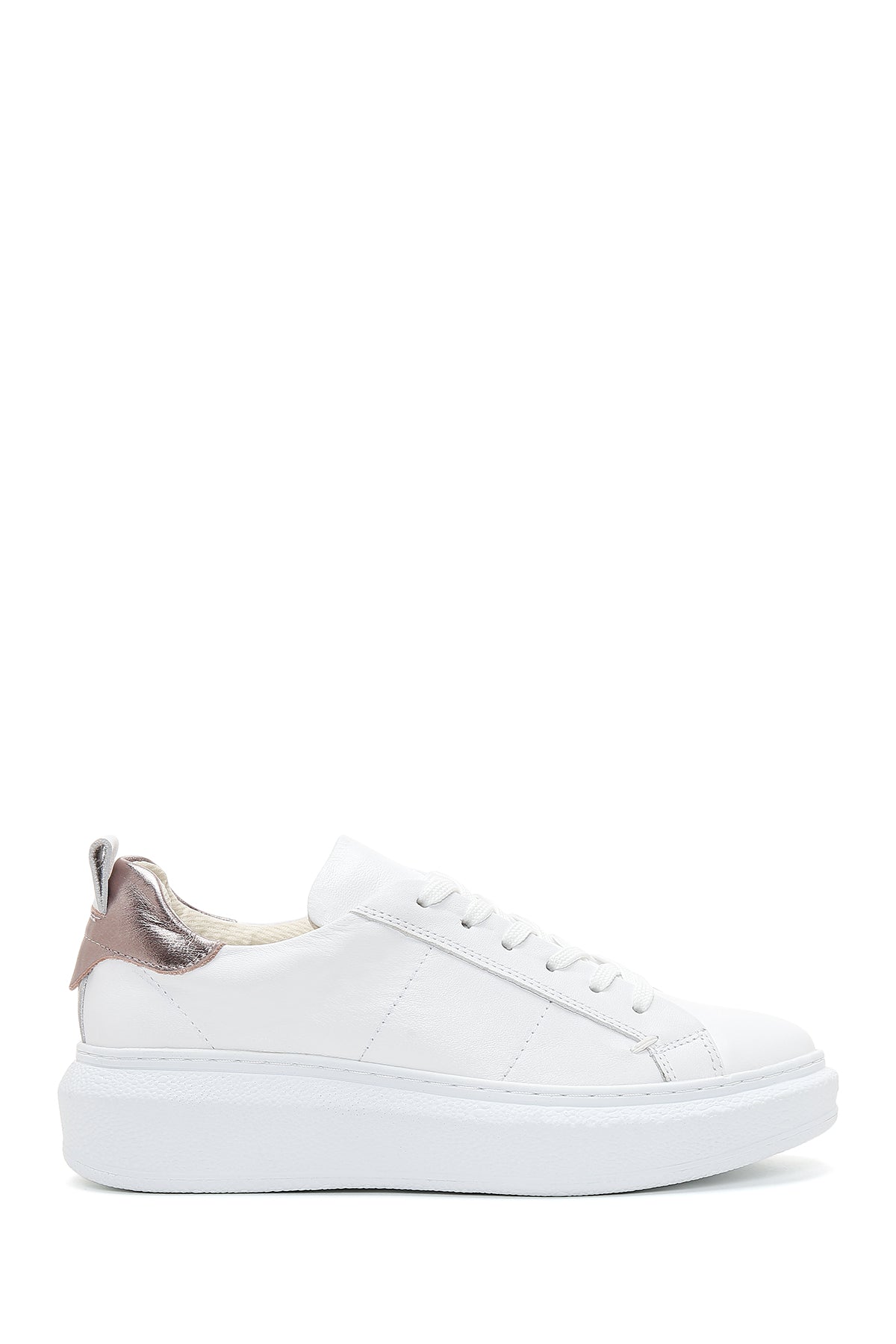 Women's White Lace-Up Leather Sneaker 24SFD370118 | Derimod