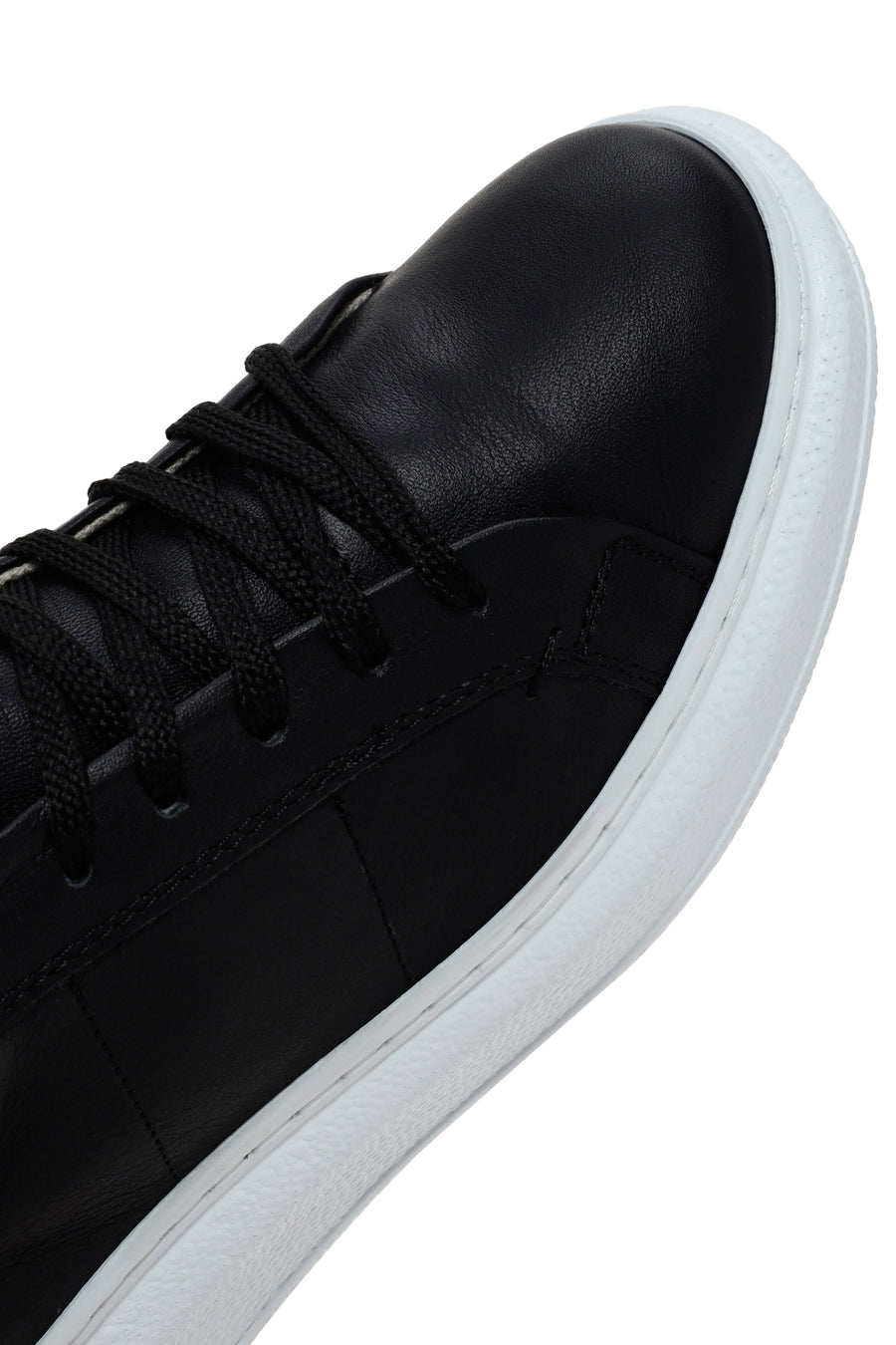 Women's Black Lace-Up Leather Sneaker