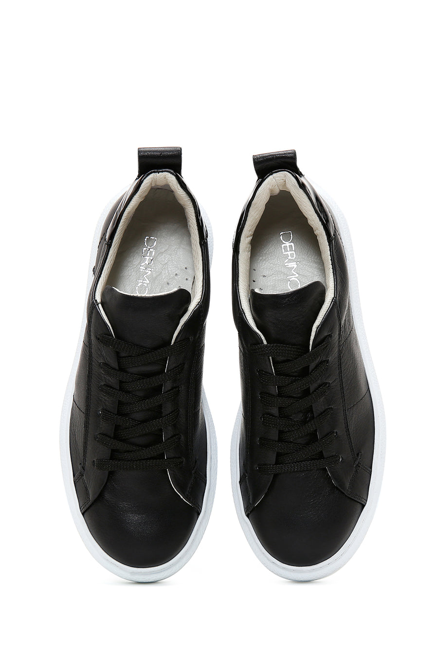 Women's Black Lace-Up Leather Sneaker