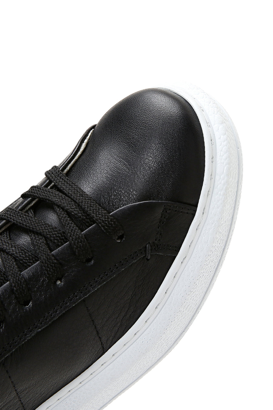 Women's Black Lace-Up Leather Sneaker