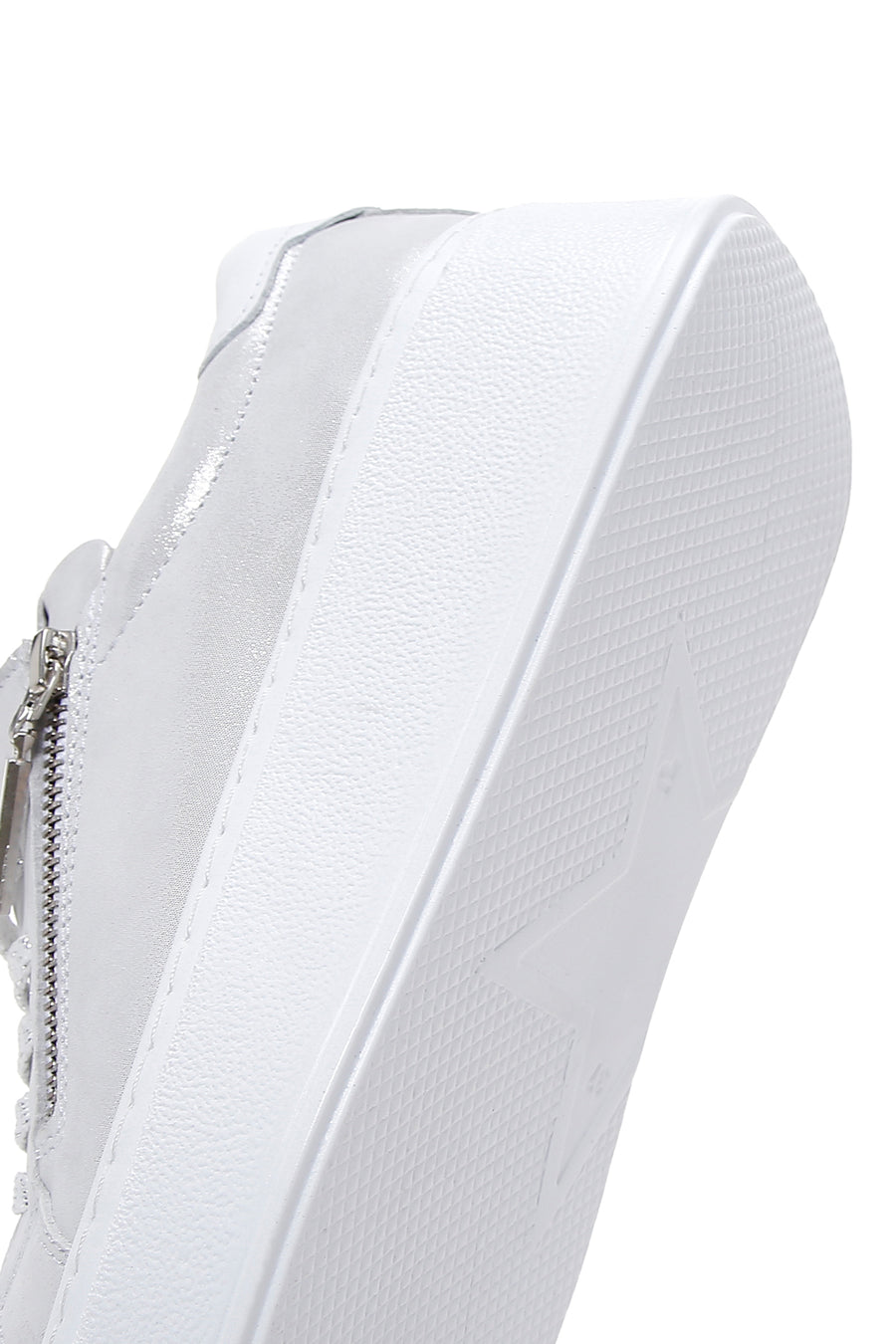 Women's Silver Thick Sole Side Zipper Leather Sneaker