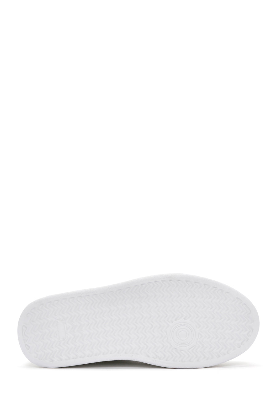 Women's White Lace-up Thick-Sole Leather Sneaker