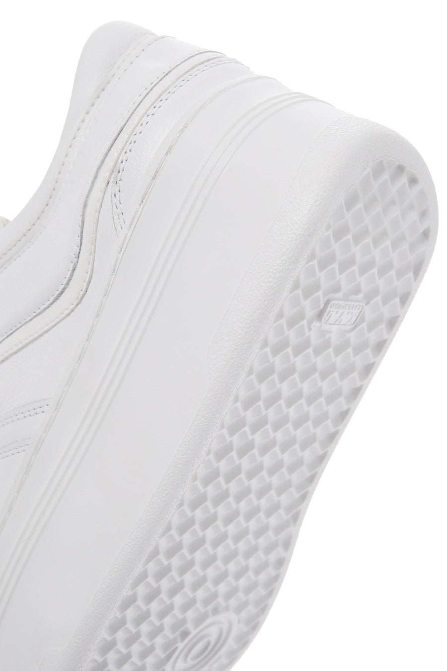 Women's White Lace-up Thick-Sole Leather Sneaker