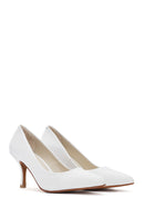 Women's White Thin Heeled Leather Stiletto | Derimod