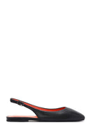 Women's Black Open Back Leather Ballerinas | Derimod