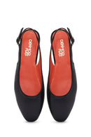 Women's Black Open Back Leather Ballerinas | Derimod