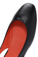 Women's Black Open Back Leather Ballerinas | Derimod
