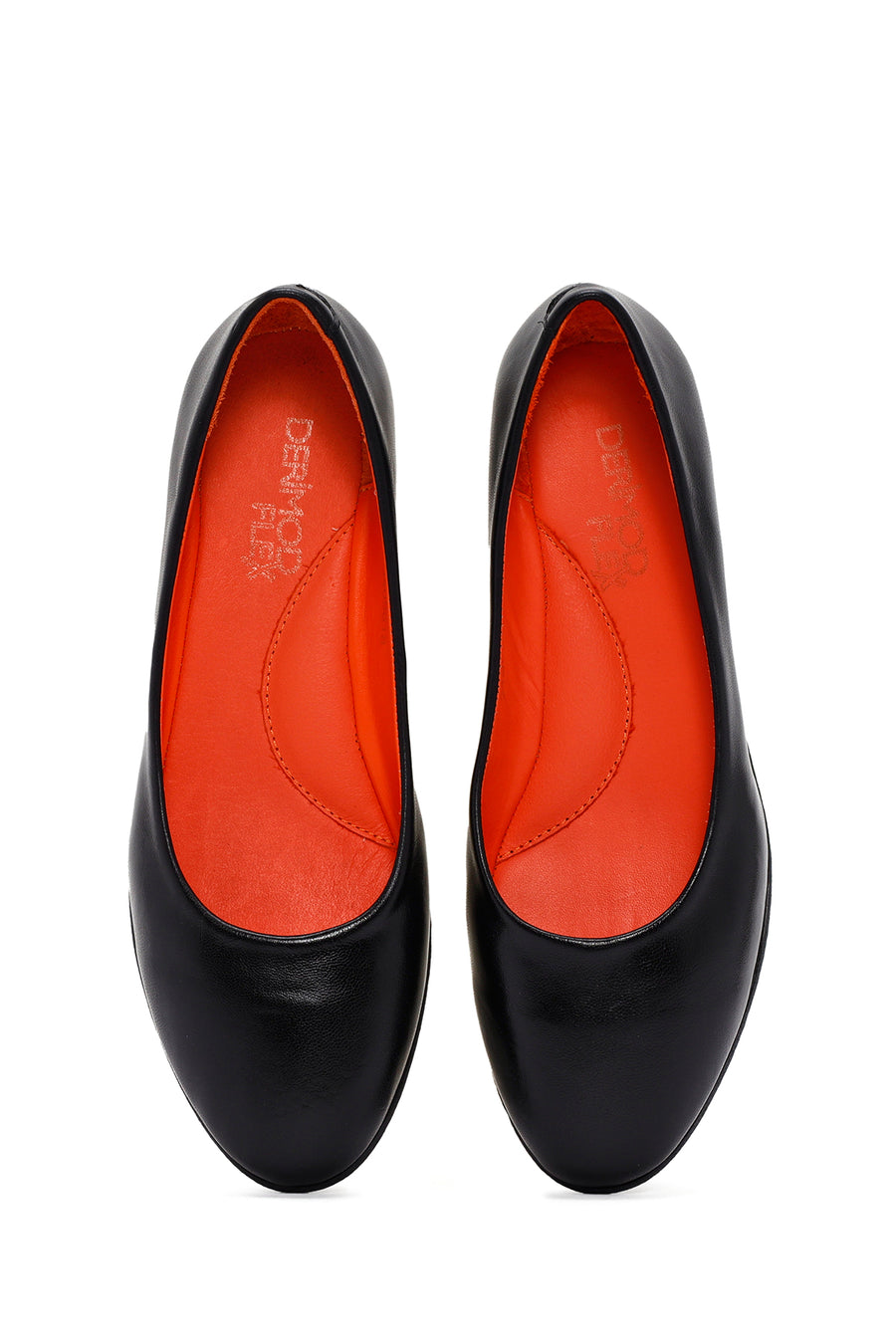 Derimod Flex Women's Black Leather Ballerinas