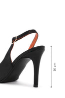 Women's Black Open-Back Heeled Leather Shoes | Derimod
