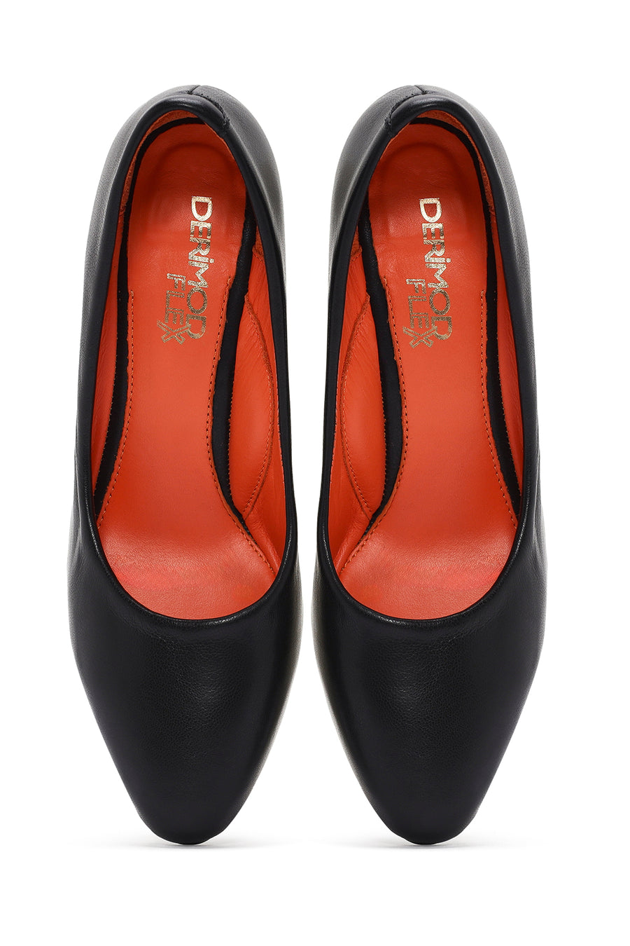 Derimod Flex Women's Black Thick Heeled Leather Shoes