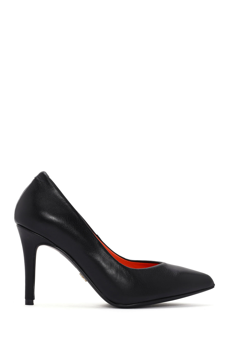 Women's Black Thin Heeled Leather Stiletto 24SFD406018 | Derimod