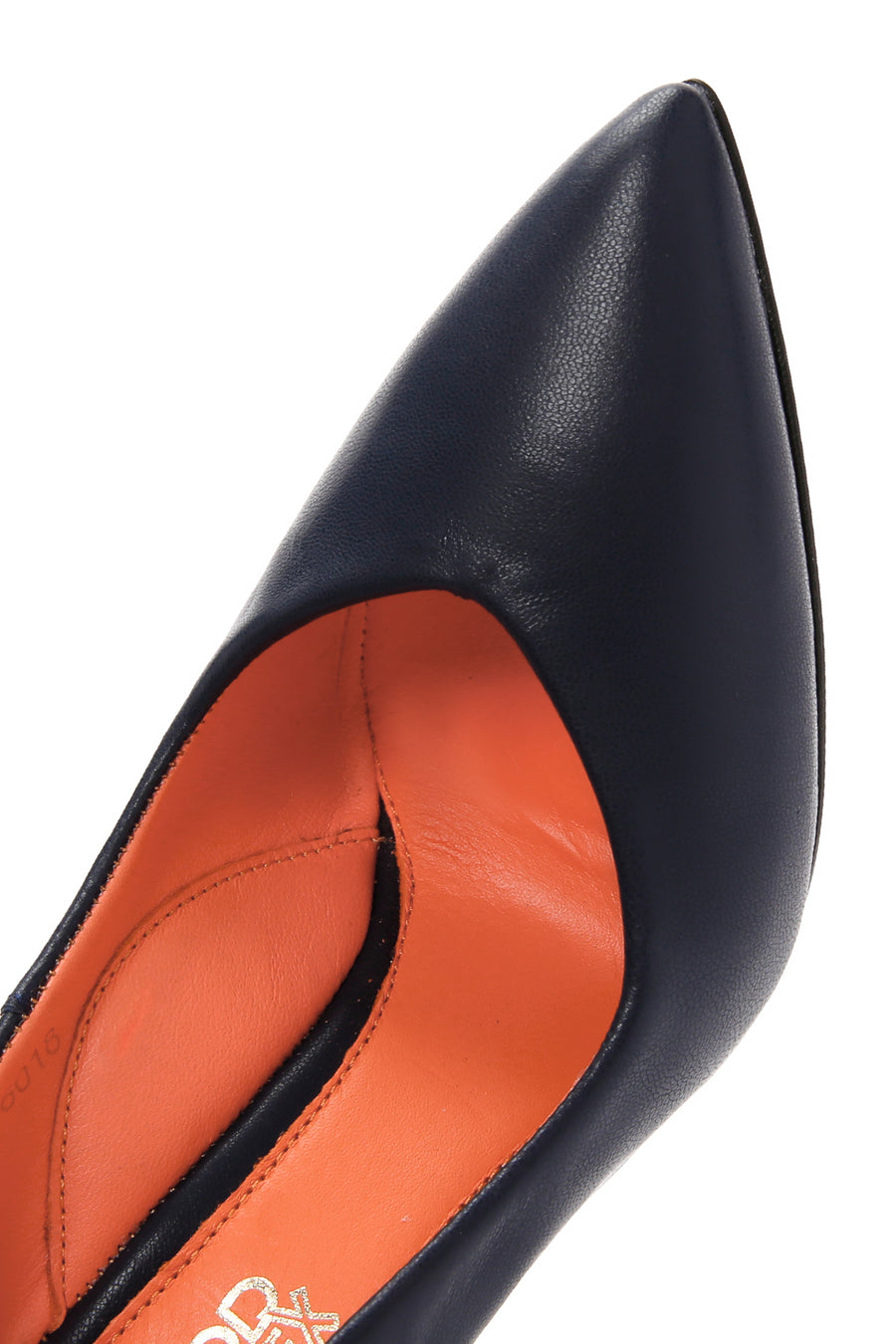 Women's Navy Blue Thin Heeled Leather Stiletto