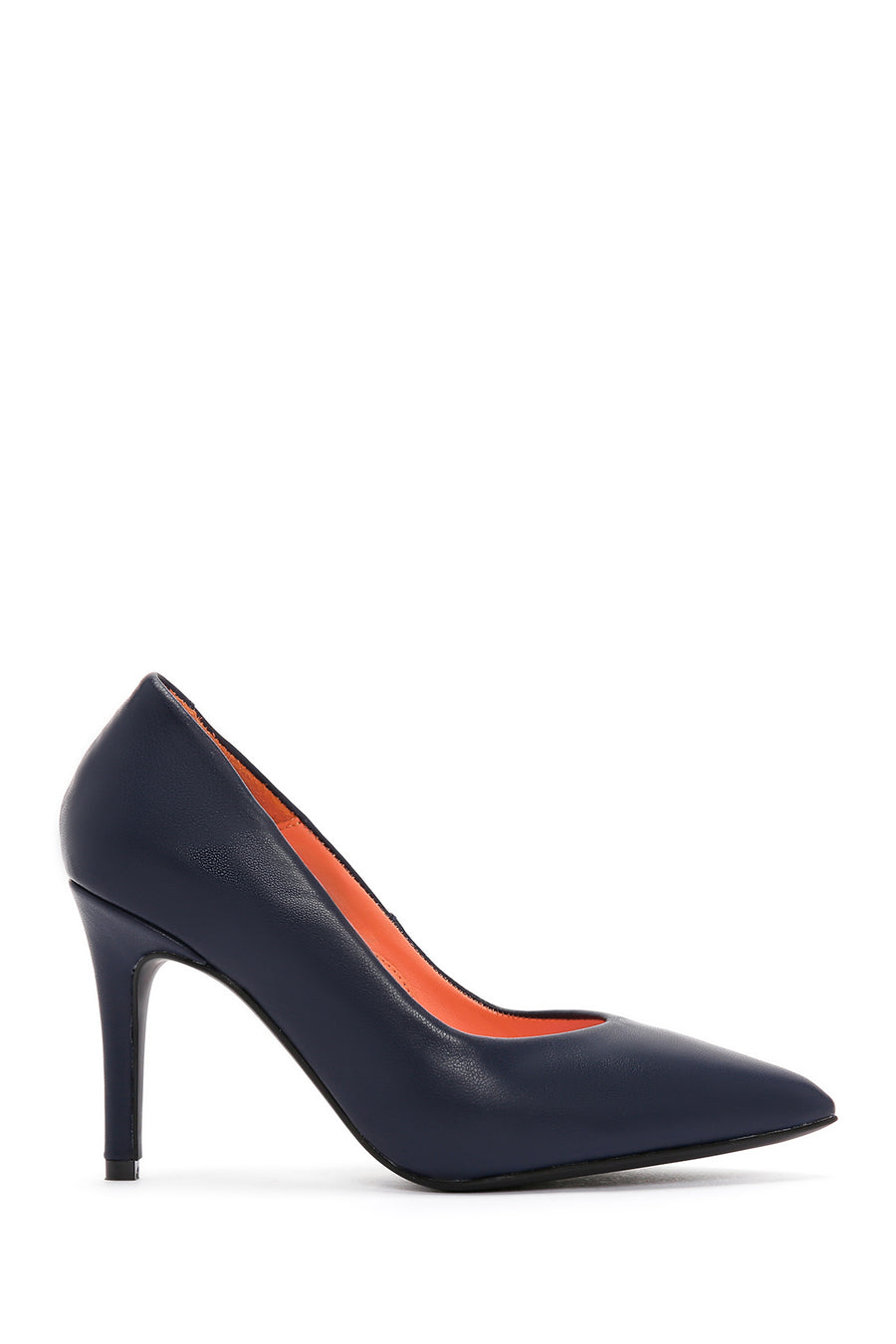 Women's Navy Blue Thin Heeled Leather Stiletto 24SFD406018 | Derimod