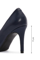 Women's Navy Blue Thin Heeled Leather Stiletto | Derimod