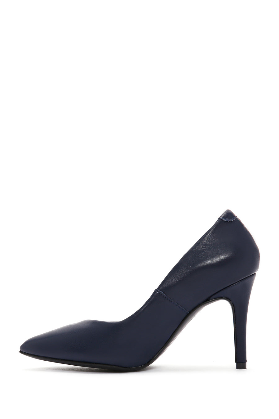 Women's Navy Blue Thin Heeled Leather Stiletto