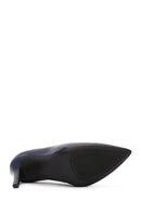 Women's Navy Blue Thin Heeled Leather Stiletto | Derimod