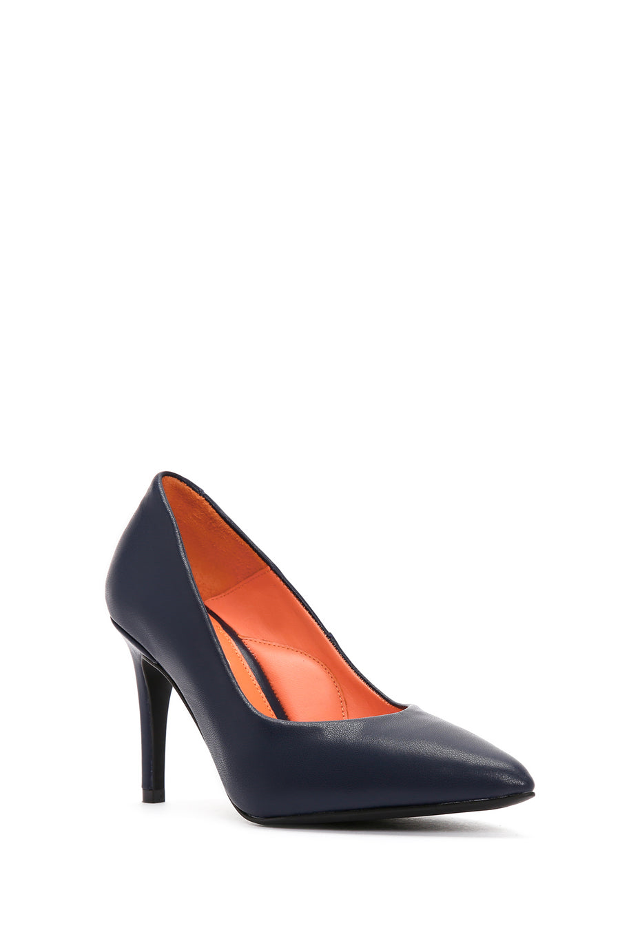 Women's Navy Blue Thin Heeled Leather Stiletto