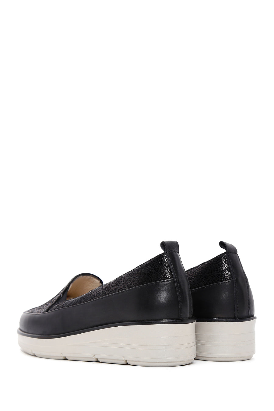 Kadın Siyah Deri Comfort Loafer