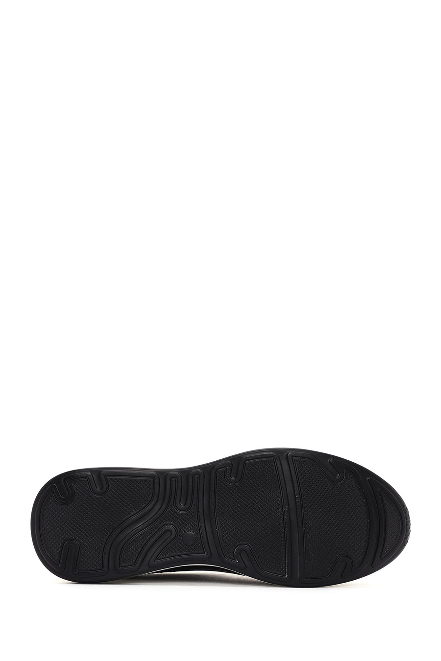 Women's Black Thick Soled Leather Sneaker