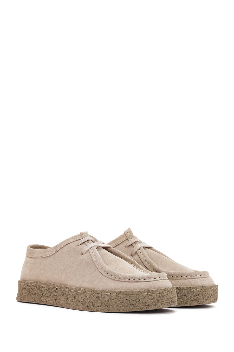Women's Beige Suede Leather Masculine Shoes