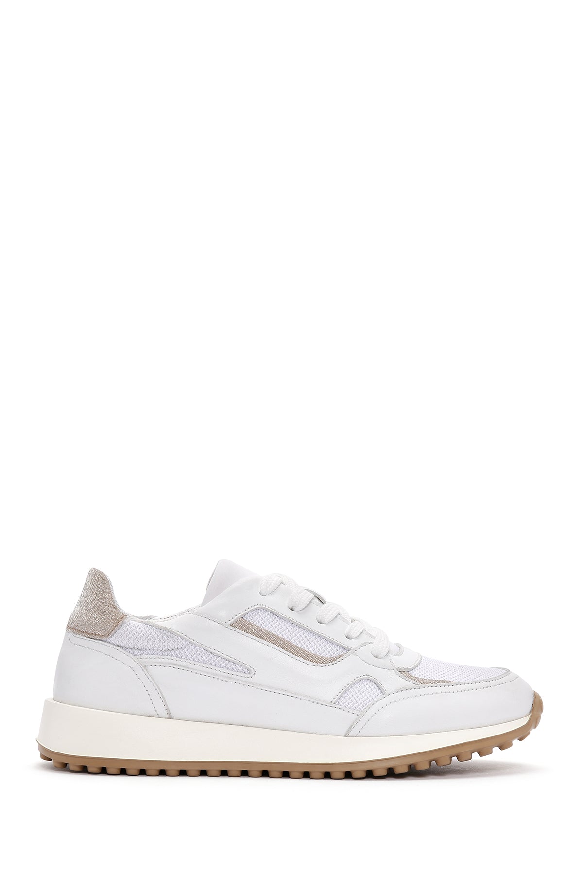 Women's White Lace-Up Leather Sneaker 24SFD420418 | Derimod
