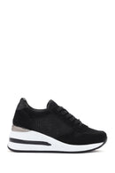 Women's Black Thick Heeled Lace-Up Leather Sneaker | Derimod