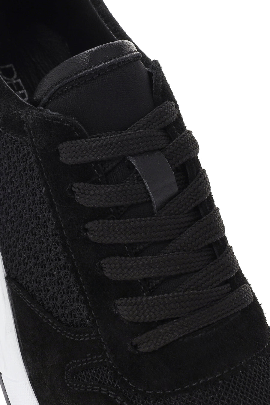 Women's Black Thick Heeled Lace-Up Leather Sneaker