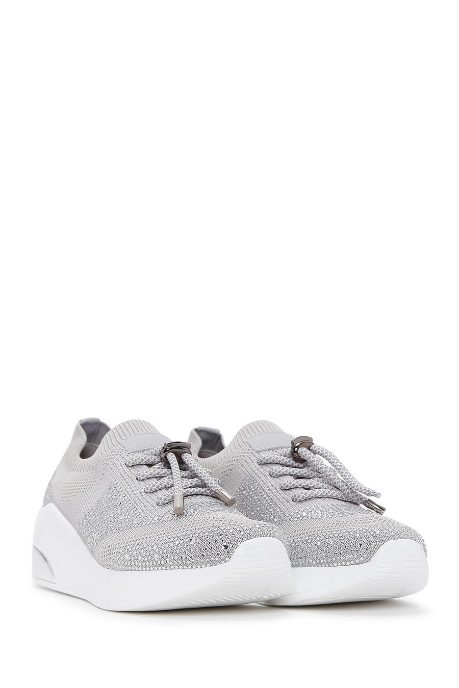 Derimod Zero Women's Gray Lace-Up Thick Soled Stone Sneaker