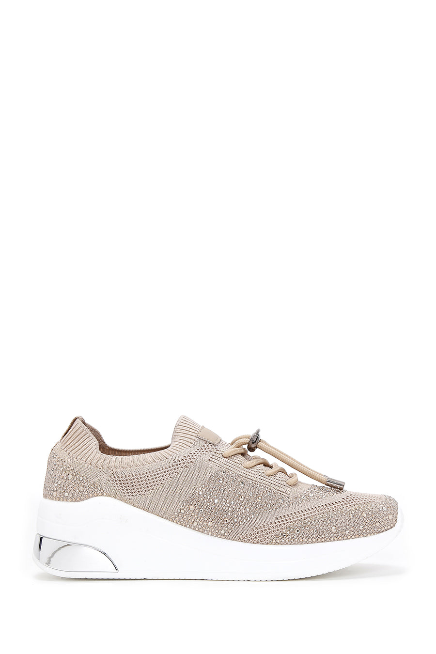 Derimod Zero Women's Beige Lace-Up Thick Soled Stone Sneaker 24SFD43126F | Derimod