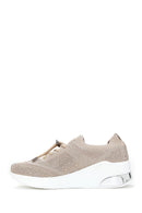 Derimod Zero Women's Beige Lace-Up Thick Soled Stone Sneaker | Derimod