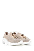 Derimod Zero Women's Beige Lace-Up Thick Soled Stone Sneaker | Derimod