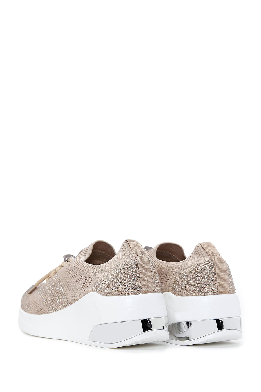 Derimod Zero Women's Beige Lace-Up Thick Soled Stone Sneaker