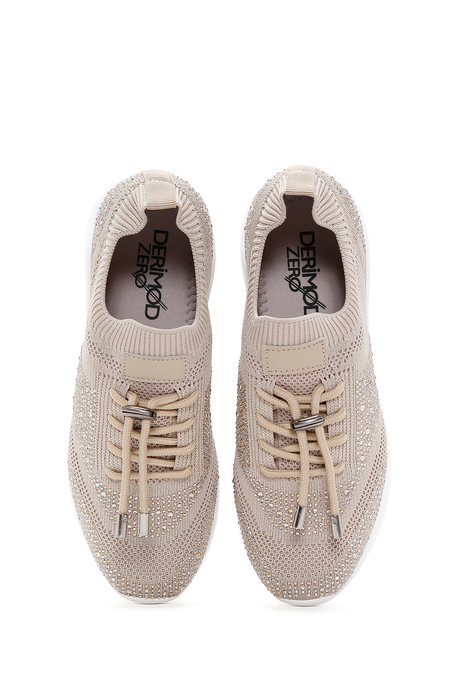Derimod Zero Women's Beige Lace-Up Thick Soled Stone Sneaker