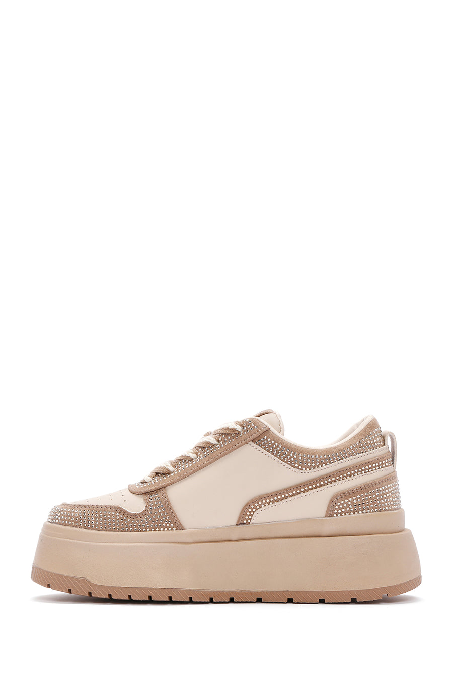 Women's Beige Thick Soled Stone Laced Sneaker